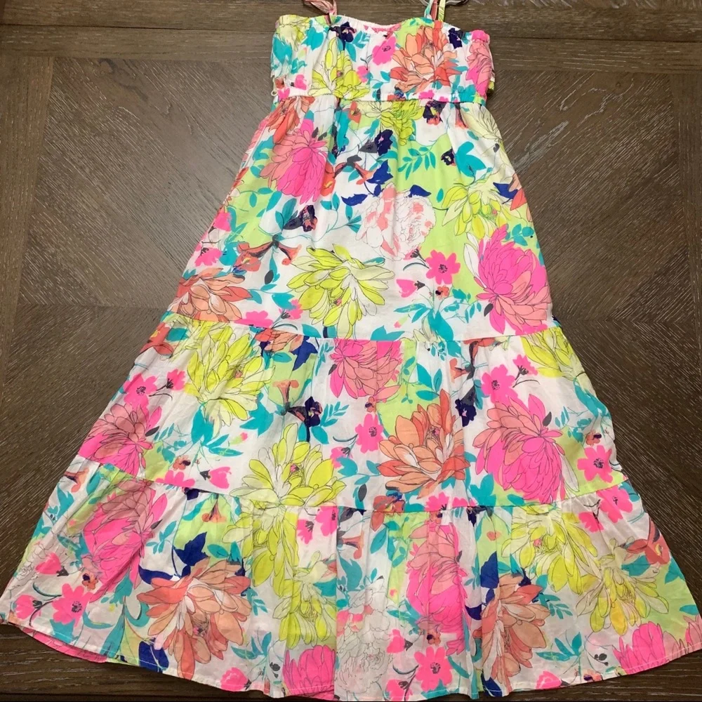 Mixed pink/blue/yellow floral print dress